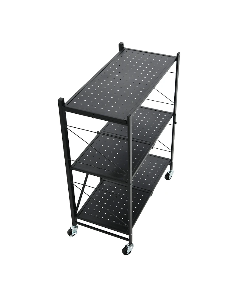 Household Essentials Metal 3-Tier Foldable Utility Rack, Black