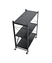 Household Essentials Metal 3-Tier Foldable Utility Rack, Black