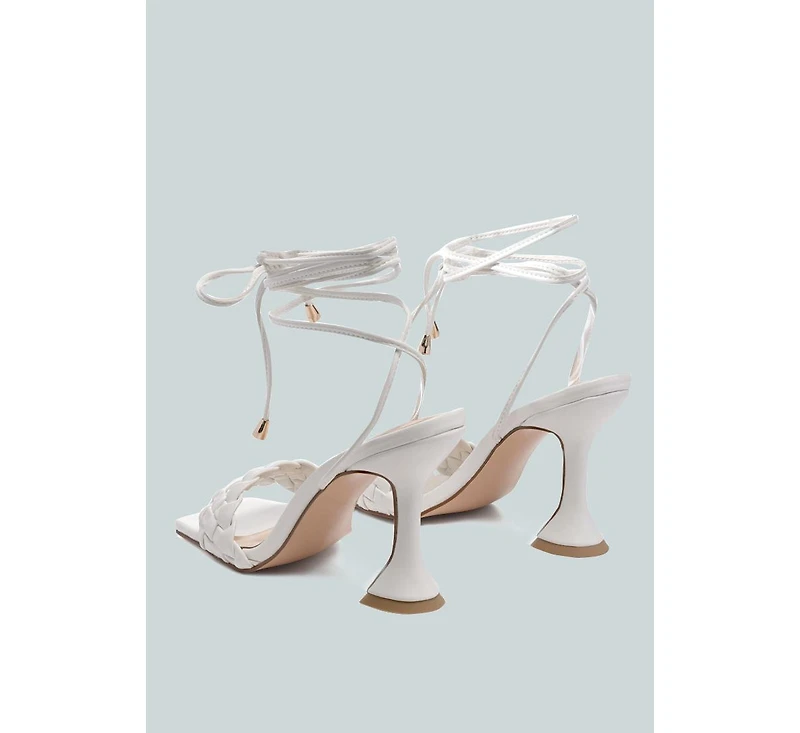 skora tie up spool heel sandals