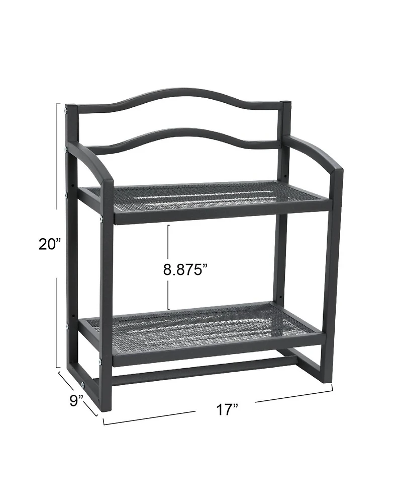Household Essentials 2-Tier Metal Wall Mount Bathroom Storage Rack, Grey