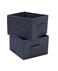 Household Essentials Collapsible Cotton Blend Cube Storage Drawer With Handle Set Of 2 Denim