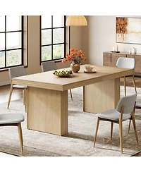 Tribesigns 63 Inches Farmhouse Dining Table for 6, Modern Kitchen Table with Fluted Line for Dining Room