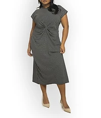 Fashion-szn Curve Women's Cinched Striped Print Midi Dress