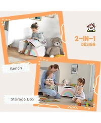 Qaba Kids Toy Box Chest, Lightweight Toy Organizer with Storage, Top Lid, and Side Handles for Nursery Room, Playroom, Bedroom, Aged 3-8 Years Old, 29