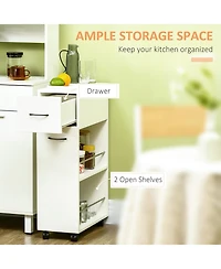 Homcom Utility Kitchen Cart Rolling Island with Drawer and Open Shelves,
