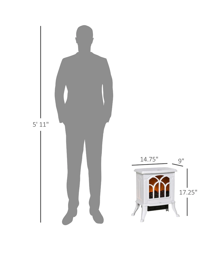 Homcom Portable Indoor Electric Fireplace Heater Stove w/ Realistic Flame White