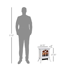 Homcom Portable Indoor Electric Fireplace Heater Stove w/ Realistic Flame White