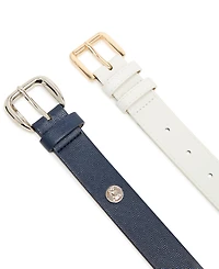 Steve Madden Women's Grain and Double Keeper Buckle 2-Pc Wide Belt