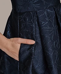 Donna Karan New York Women's One-Shoulder Metallic Jacquard A-Line Gown