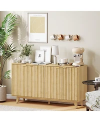 Homcom 55" Modern Sideboard Buffet Cabinet with Fluted Doors Wood Legs