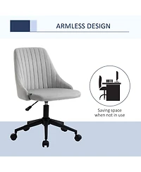 Vinsetto Mid-Back Office Chair, Velvet Fabric Swivel Scallop Shape Computer Desk Chair for Home Office or Bedroom, Grey