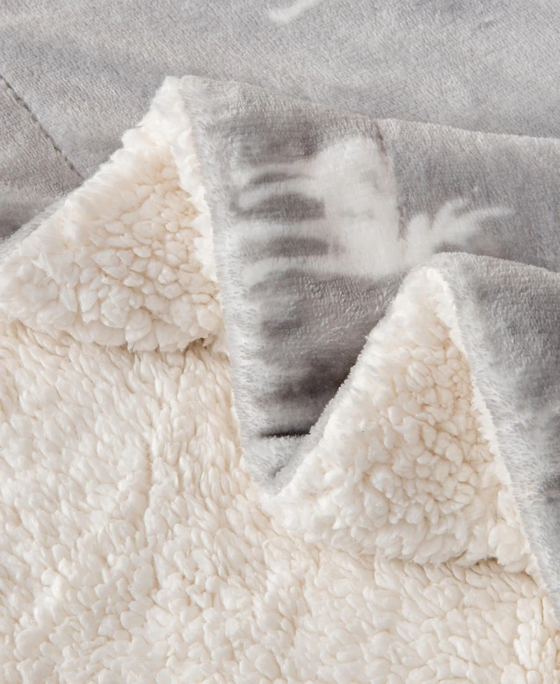 Linery & Co. Velvet Plush Reversible Sherpa Throw Blanket