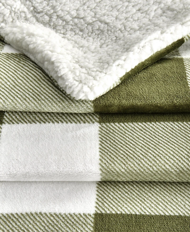 Linery & Co. Velvet Plush Reversible Sherpa Throw Blanket