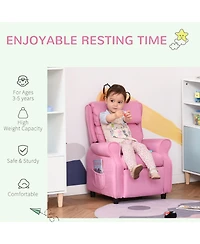 Qaba Kids Recliner Adjustable Armchair Sofa, Soft Sponge Cushion , Pink