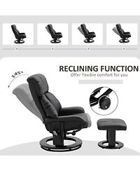 Homcom Massage Recliner Chair, Footrest, 360 Swivel Lounger w/ Remote, Ottoman