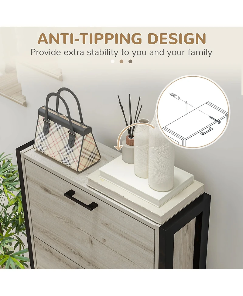 Slickblue Tall Shoe Cabinet with Multiple Compartments for Hallway