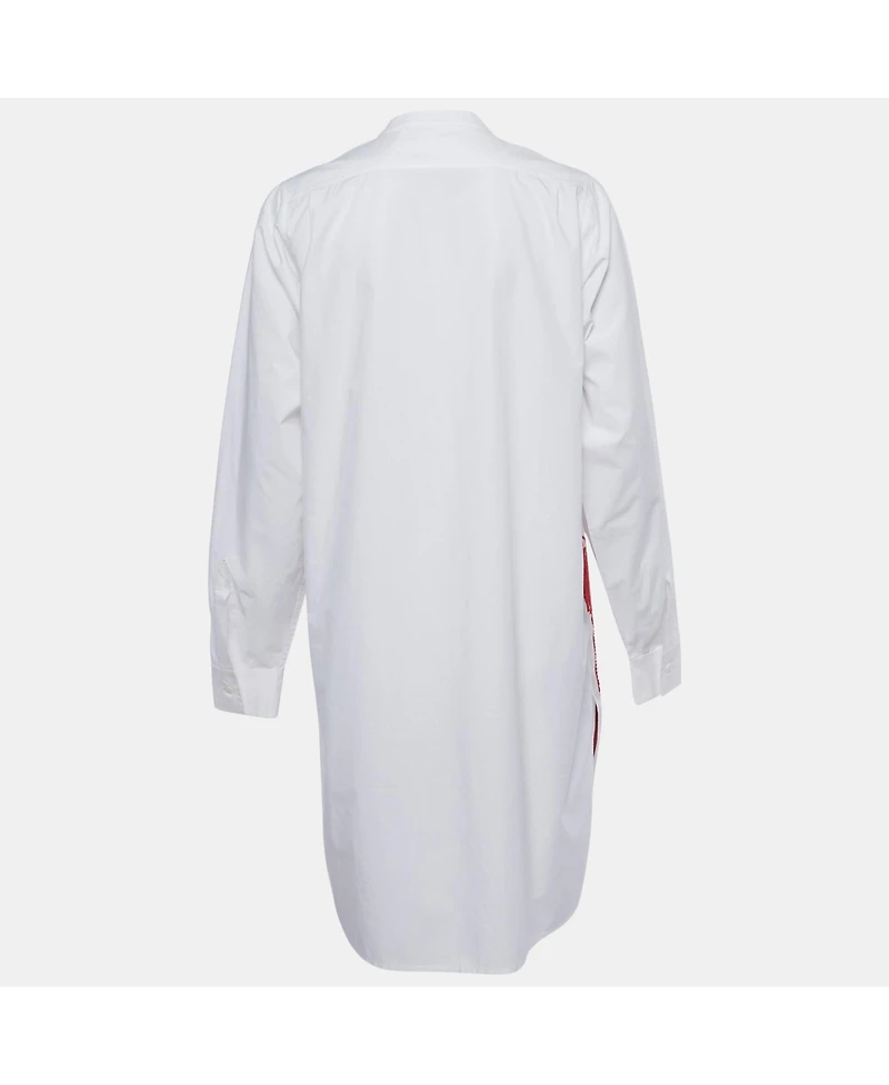 Pre-Owned Stella Mccartney Womens White Erica Palm Tree Embroidery Cotton Long Shirt Dress