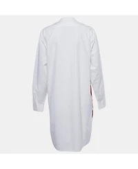 Pre-Owned Stella Mccartney Womens White Erica Palm Tree Embroidery Cotton Long Shirt Dress