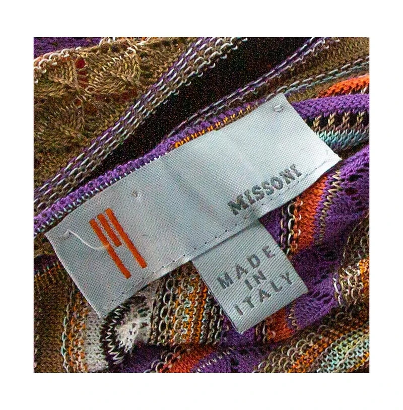 Pre-Owned M Missoni Women's Multicolor Perforated Knit Long Sleeve Dress