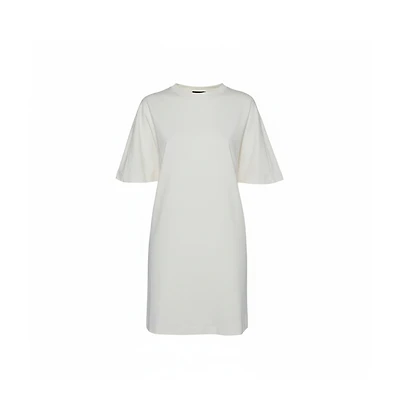 Pre-Owned Balenciaga Off White Cotton Knit Oversized T-Shirt Dress