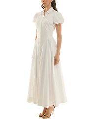 Taylor Women's Puff-Sleeve Collar Neck Shirt Dress