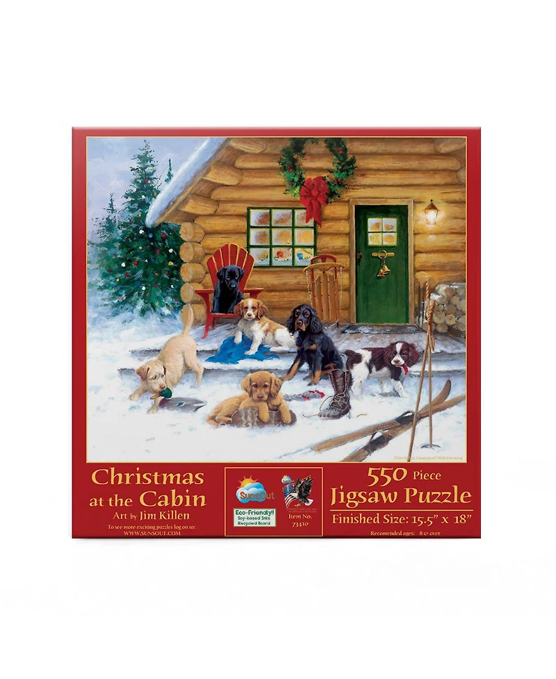 SunsOut Christmas at The Cabin 550 piece Jigsaw Puzzle for Adults Christmas