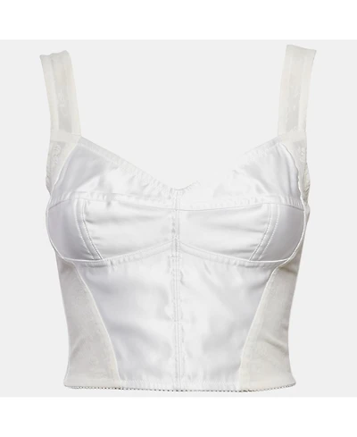 Pre-Owned Dolce & Gabbana Women's White Mesh And Satin Bustier Top