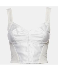 Pre-Owned Dolce & Gabbana Women's White Mesh And Satin Bustier Top