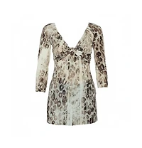 Pre-Owned Roberto Cavalli Women's Animal Printed Knit Drape Detail Tunic
