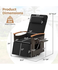 Outdoor 360° Swivel Rattan Recliner Chair Patio Wicker Chaise Lounge Chair