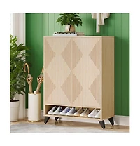 Slickblue Hallway Shoe Storage Rack with Closed Doors and Top Shelf