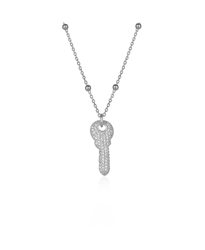 Spero London Key Pendant Necklace With Beaded Chain Sterling Silver