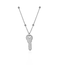 Spero London Key Pendant Necklace With Beaded Chain Sterling Silver