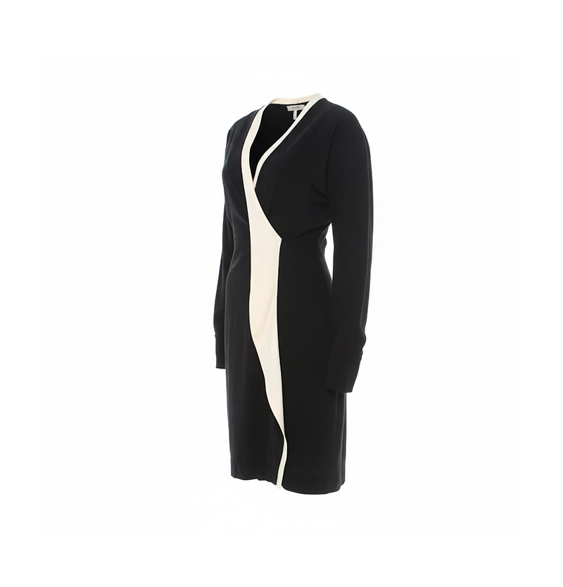 Pre-Owned Marni Women's Black Silk Crepe Contrast Collar Detail Short Dress