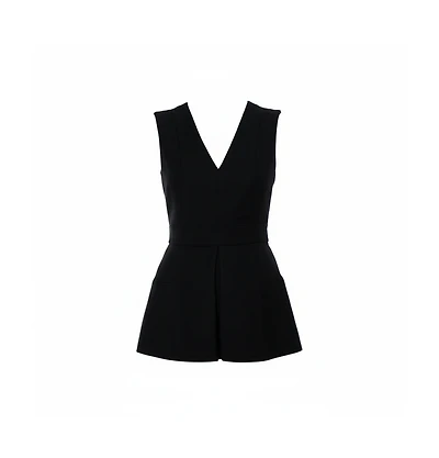 Pre-Owned Alexander Mcqueen Women's Black V Neck Sleeveless Peplum Top