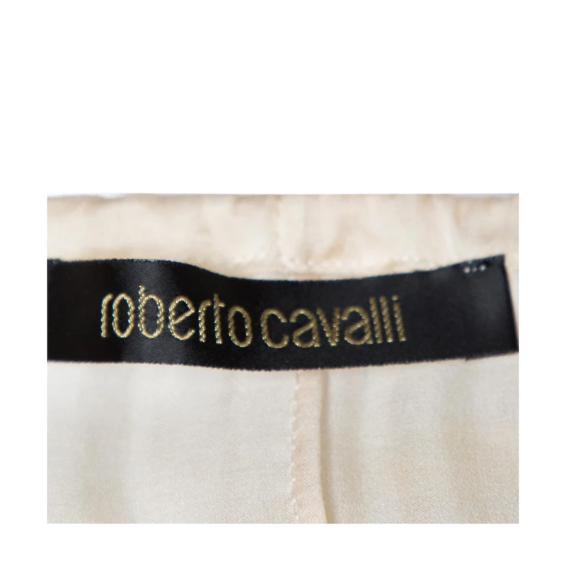 Pre-Owned Roberto Cavalli Women's Cream Floral Print Silk Sheer Kaftan Top