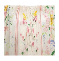 Pre-Owned Roberto Cavalli Women's Cream Floral Print Silk Sheer Kaftan Top