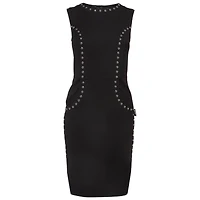 Pre-Owned Love Moschino Women's Black Studded Gabardine Sheath Dress