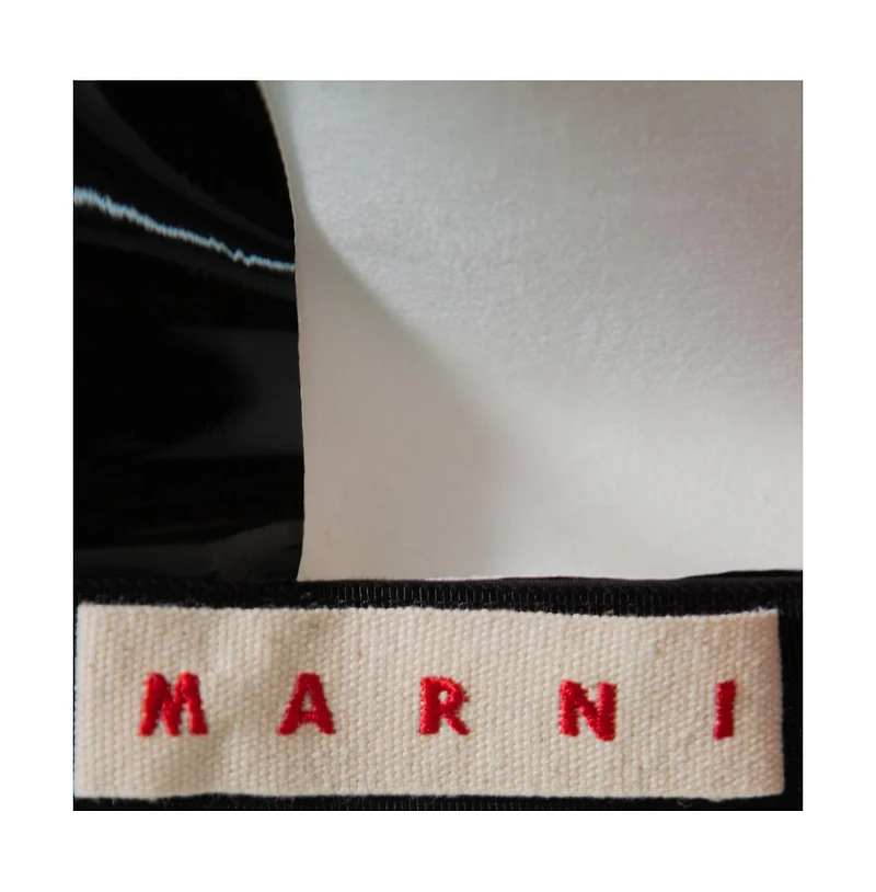 Pre-Owned Marni Women's Faux Patent Leather Hanging Thread Detail Midi Skirt
