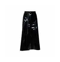Pre-Owned Marni Women's Faux Patent Leather Hanging Thread Detail Midi Skirt