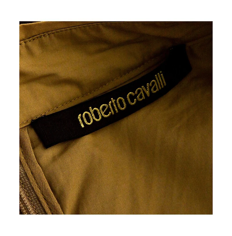 Pre-Owned Roberto Cavalli Women's Beige Embroidered Cotton Pleated Mini Skirt