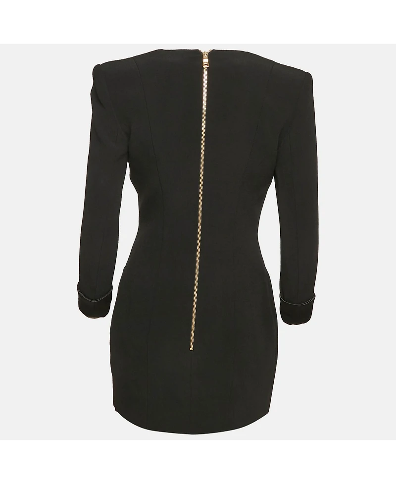 Pre-Owned Balmain Women's Black Crepe Double Breasted Mini Dress