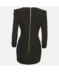 Pre-Owned Balmain Women's Black Crepe Double Breasted Mini Dress