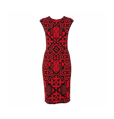 Pre-Owned Alexander Mcqueen Women's Jacquard Knit Sheath Dress