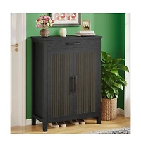 Slim Shoe Rack with Doors for Small Entryways