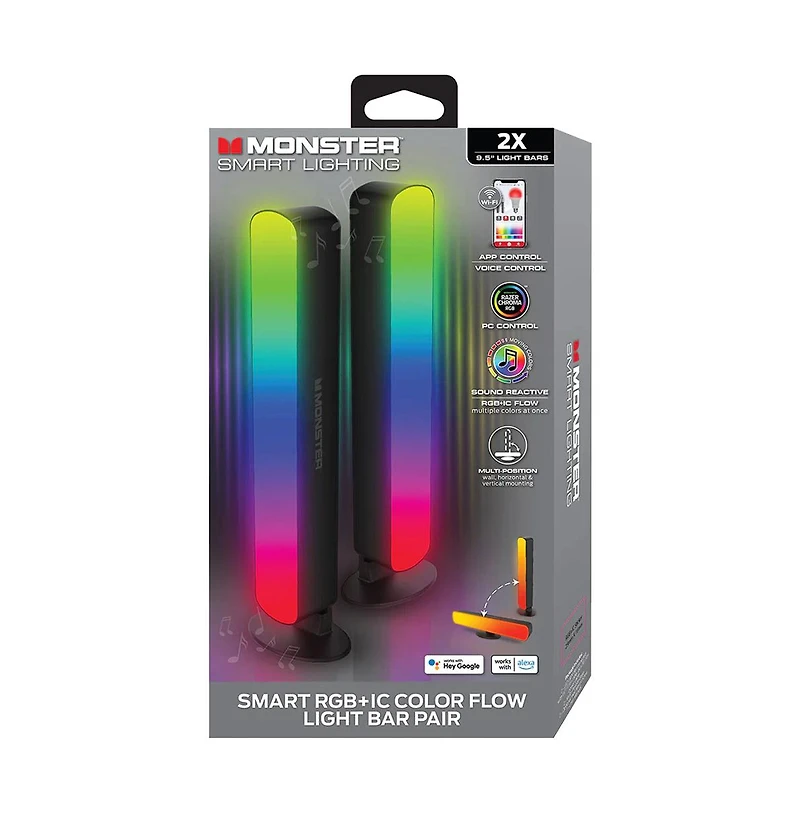 Monster Rgb+Ic Color Flow Smart Light Bar Pair – 2 Pack
