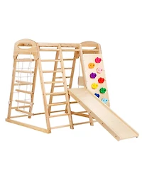 Hongge Indoor Jungle Gym 7-in-1 Wooden Toddler Climbing Playground