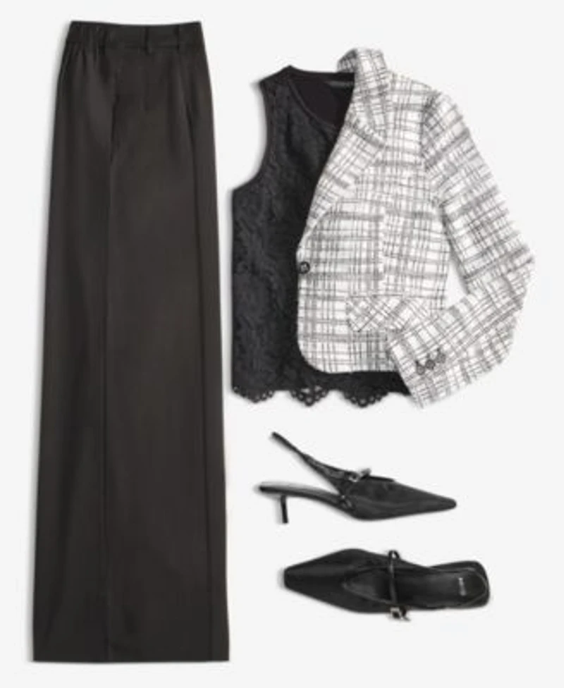 Liverpool Los Angeles Womens Notch Collar Cropped Blazer Sleeveless Lace Knit Top Notch Collar Cropped Blazer