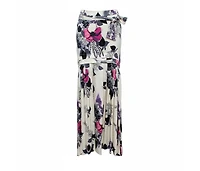 Pre-Owned Roberto Cavalli Women's Cream Floral Print Silk Satin Maxi Skirt