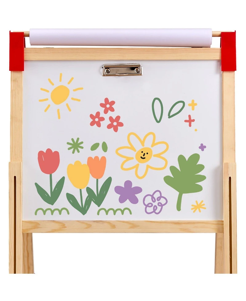 Sugfit 3-in-1 Wooden Art Easel with Storage Compartment & Adjustable Height